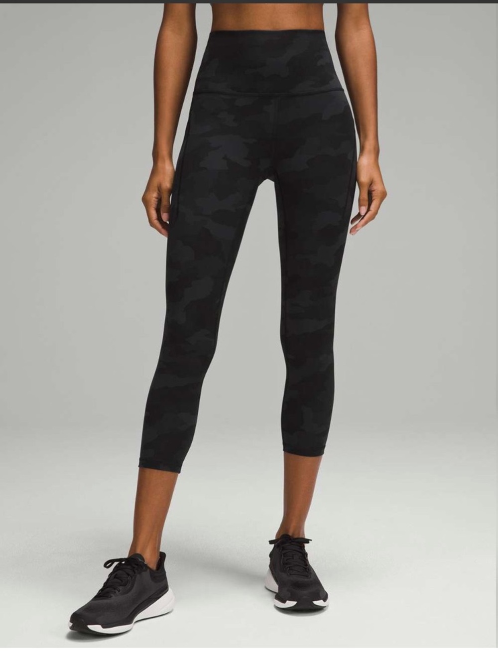 lululemon Wunder Train HR Crop with Pockets - Deep Coal Multi 23” Size 6 EUC